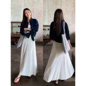 pusumede 黑色针织半身裙女宽松垂感飘逸a字气质长裙 户外公式