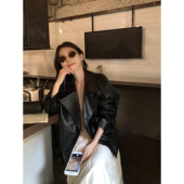 PU皮衣外套女设计感翻领短款 机车日记 夹克 现货7折 pusumede