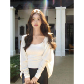 pusumede 女外搭上衣氛围感小外套 针织开衫 惬意时光 慵懒风蝙蝠袖