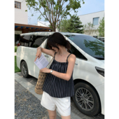 黑白条纹吊带背心女夏外穿设计感绑带无袖 pusumede 随性腔调 上衣