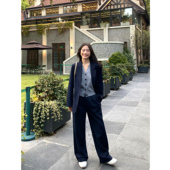 拖地长裤 pusumede 阔腿裤 女垂感宽松休闲裤 摇摆伦巴 高腰直筒西装