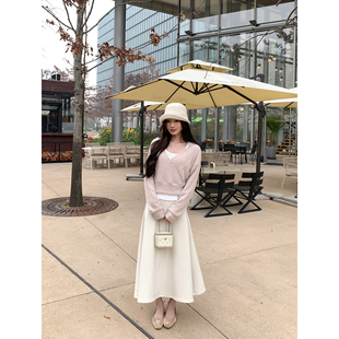 pusumede 摇曳浪漫 灰色垂感针织半身裙女高级气质中长款a字伞裙