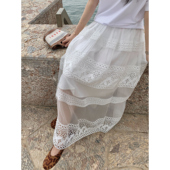 重工镂空蕾丝花边半身裙女宽松长裙 轻薄纱感 pusumede 现货7折