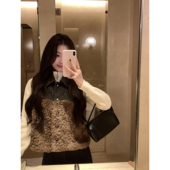 pusumede 落日余温 仿皮草羊羔毛拼接马甲女高级感叠穿毛毛外套