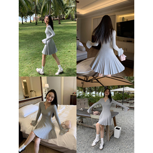 内搭打底毛衣裙子 针织连衣裙女高级感修身 pusumede 莫斯里小调