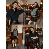 衬衫 复古长袖 女翻领叠穿衬衣休闲气质上衣 现货7折 pusumede