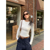 女秋季 pusumede 内搭正肩T恤上衣 圆领长袖 针织打底衫 纯色tee 经典
