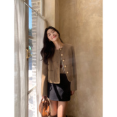 法式 圆领小香外套女秋冬季 高级感气质温柔短款 pusumede 开衫 上衣