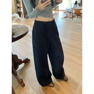 美式 克莱蒙公路 高腰阔腿工装 裤 子 pusumede 女长裤 现货7折
