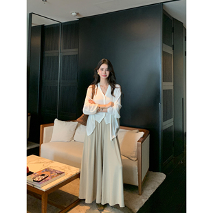 针织长裤 pusumede 女松紧腰裙裤 慵懒垂感休闲阔腿裤 极简舒适区