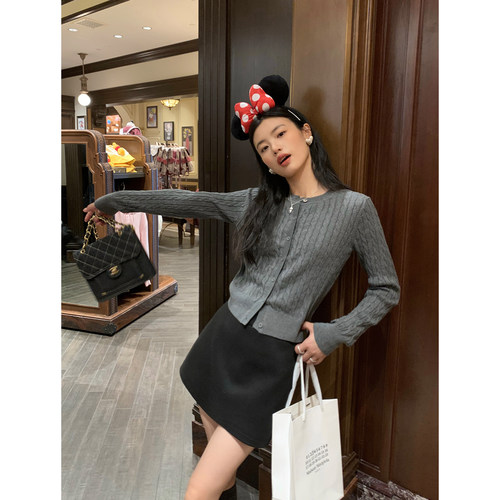 麻花毛衣开衫外套女春秋针织衫