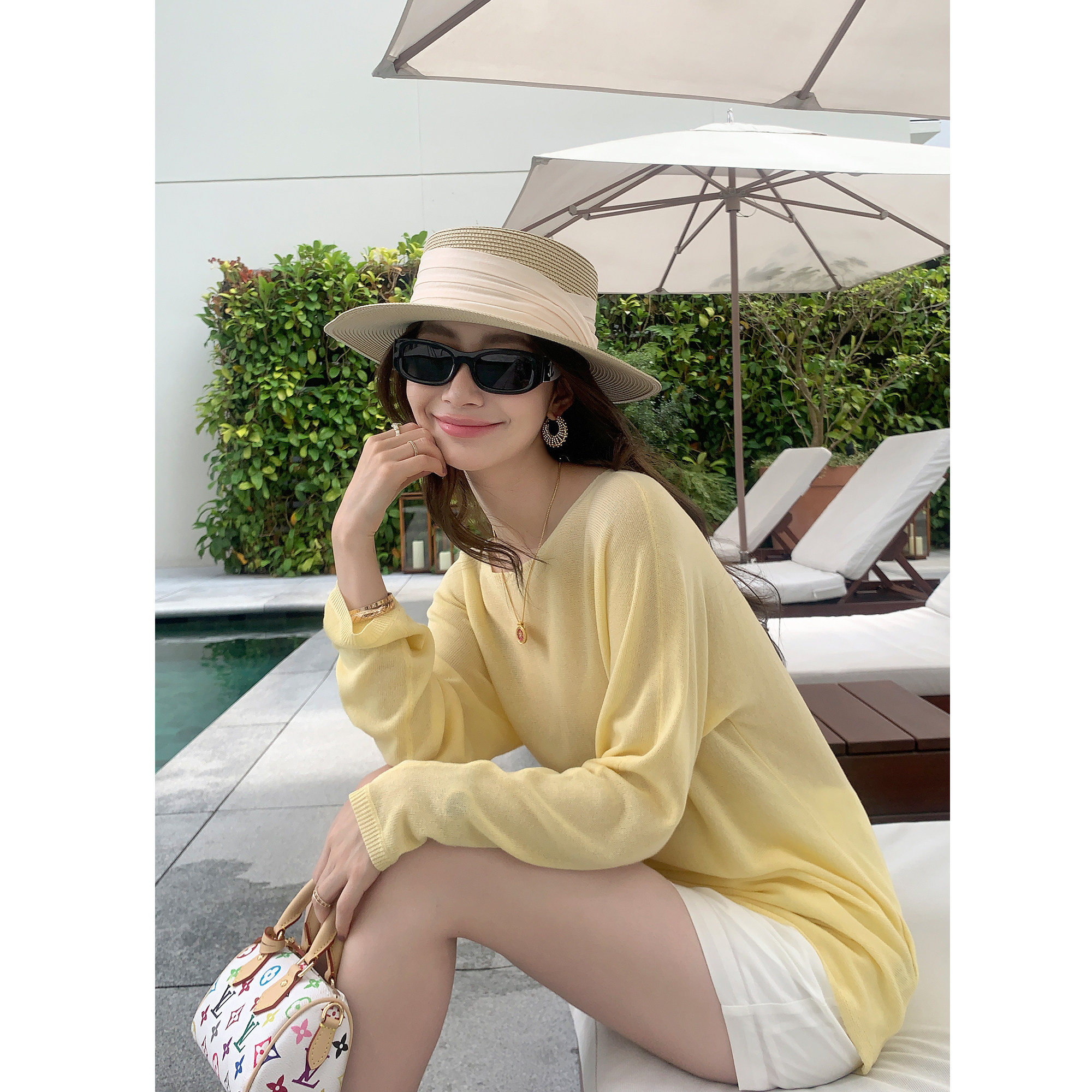 pusumede 椿野初见 松弛老钱风长袖针织衫女薄款宽松休闲防晒罩衫