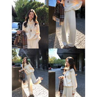 休闲裤 pusumede 女半高领套头卫衣 宽松休闲套装 半身裙 随心配