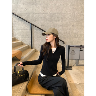 pusumede cleanfit极简 实穿立领长袖T恤女休闲拉链薄款针织外套