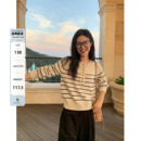 慵懒风条纹毛衣女秋冬圆领显瘦休闲百搭羊毛针织衫 pusumede 上衣