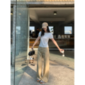 显瘦百搭休闲长裤 pusumede理想裤 女宽松直筒阔腿裤 高腰牛仔裤 型