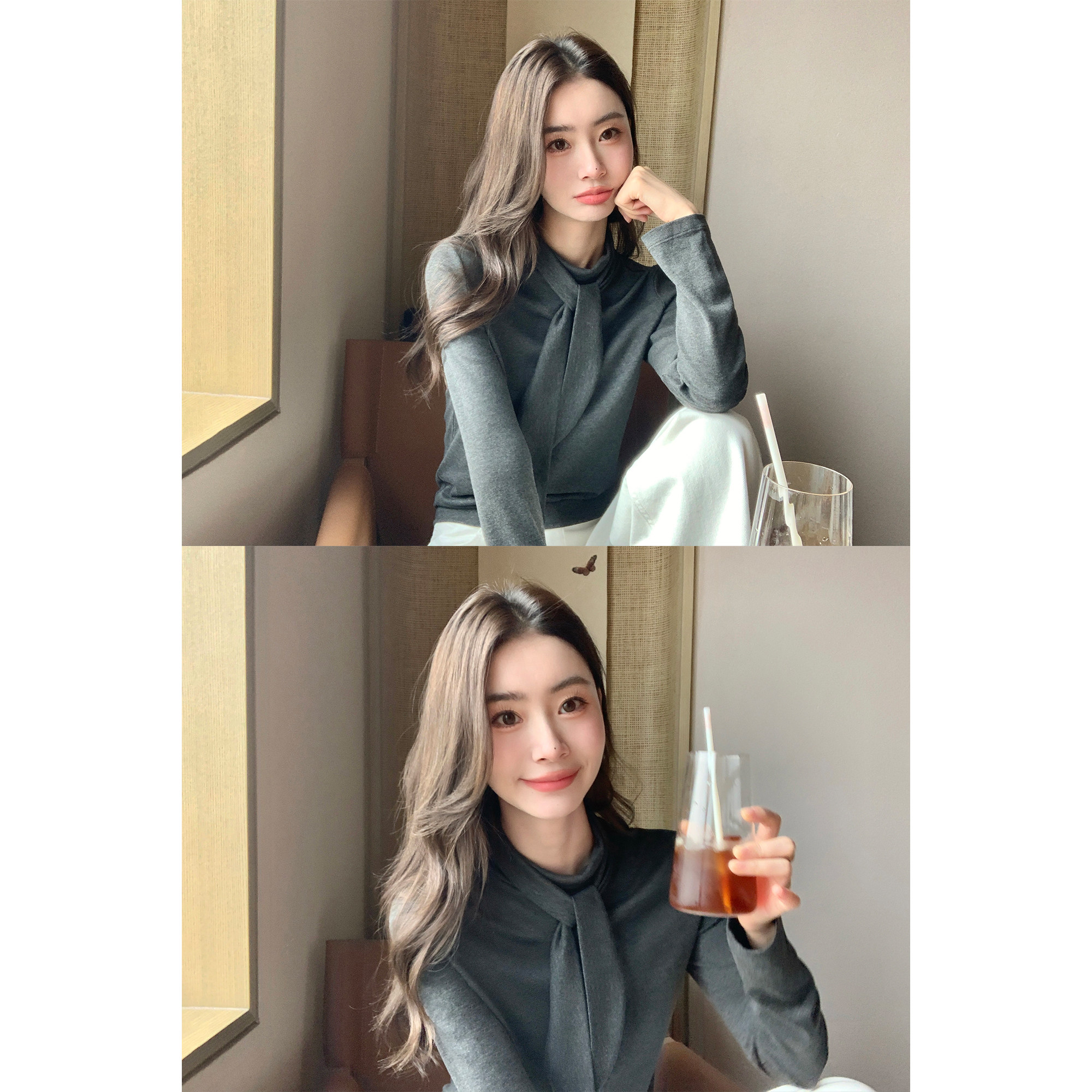 pusumede 惬意时光 气质半高领绑带长袖T恤女修身收腰针织打底衫,女装/女士精品,毛针织衫,淘宝优惠券,粉丝福利购,淘宝优惠卷