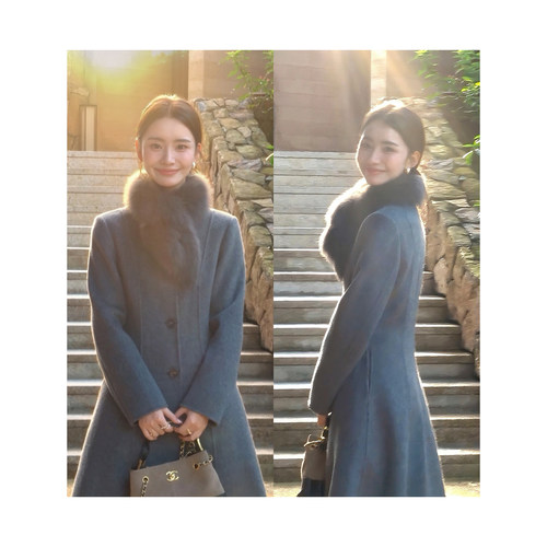 绒冬格调双面呢大衣中长款外套