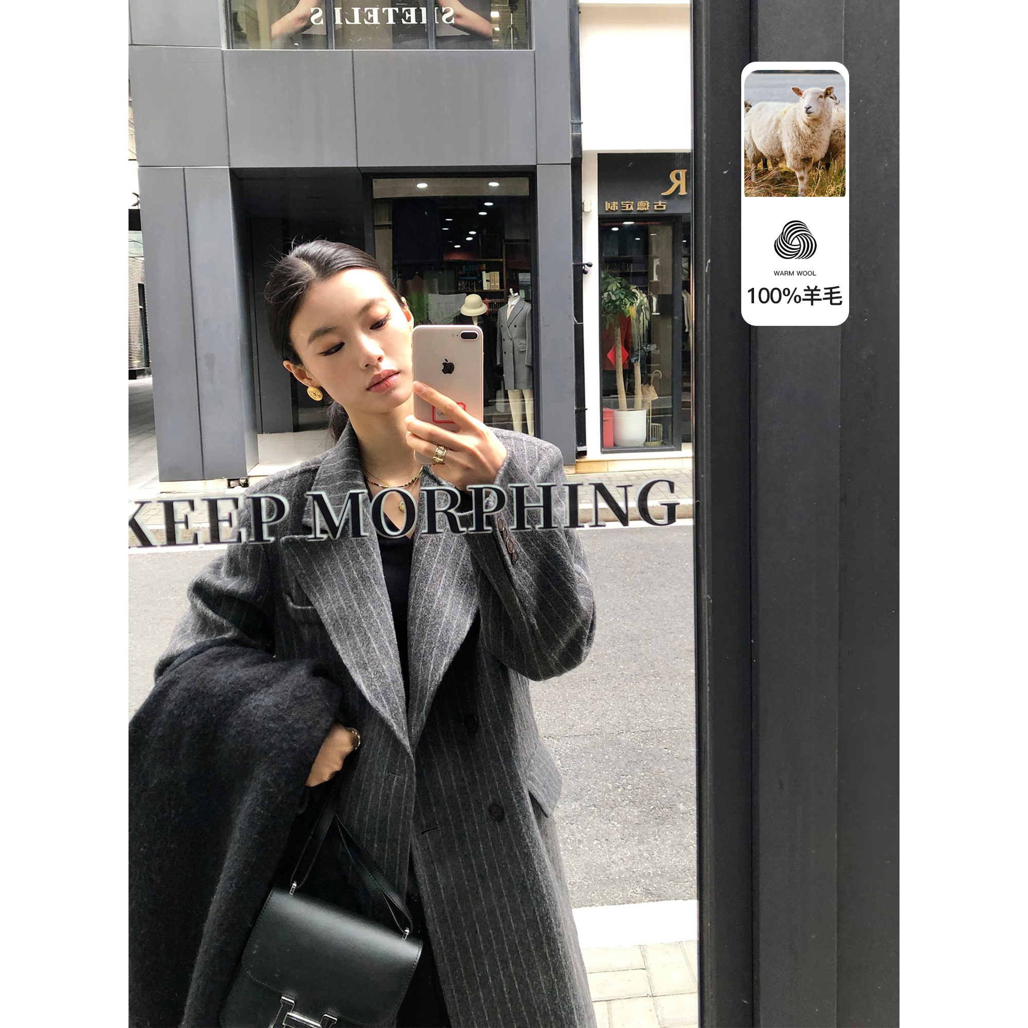 pusumede大衣女长款西装外套