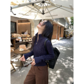 马里梦境 麻花拉链毛衣开衫 女秋冬立领长袖 pusumede 针织衫 上衣