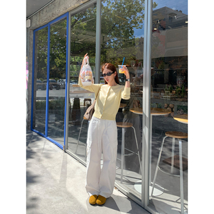 现货6.5折 女宽松直筒休闲裤 舒适旋律 阔腿裤 高腰工装 pusumede