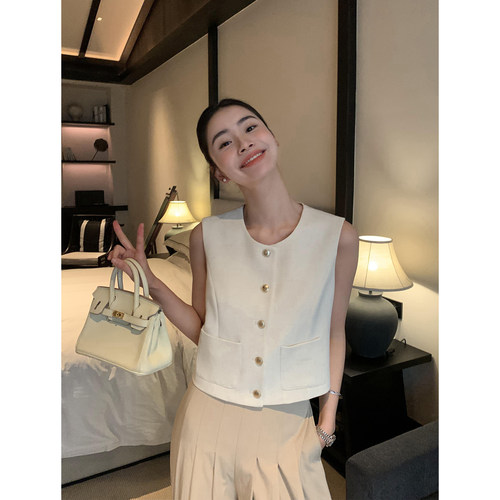 小香风西装马甲背心女无袖上衣