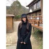 毛呢外套 高级感廓形羊毛大衣女系带收腰中长款 pusumede 墨玉旧诗