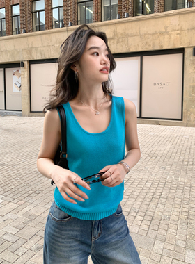 pusumede 夏日拍档 随性慵懒简约无袖针织背心女外穿宽松吊带上衣