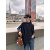 设计感斗篷毛衣针织衫 pusumede 时髦叠穿 女半高领披肩围脖上衣