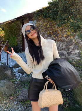 pusumede 活力满格 连帽毛衣开衫外套休闲宽松百搭气质针织衫上衣