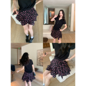 暗夜蔷薇 pusumede 现货6.5折 不规则设计感碎花半身裙女a字裙