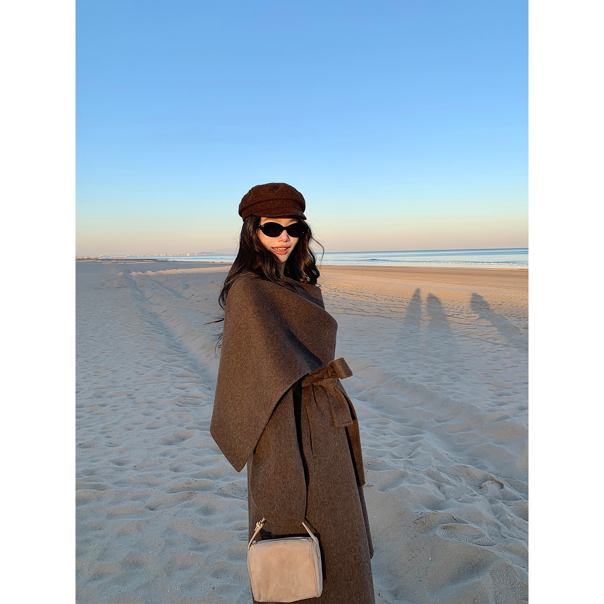 pusumede 暖糯冬日 100%羊毛围巾领大衣女高级感双面呢中长款外套,女装/女士精品,毛呢外套,淘宝优惠券,粉丝福利购,淘宝优惠卷