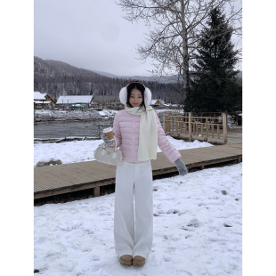 女宽松休闲直筒拖地长裤 复古咖色低腰阔腿裤 女团高街感 pusumede