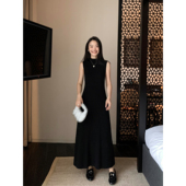 黑色半高领无袖 pusumede 现货6折 针织连衣裙女内搭裙子