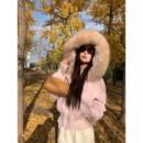 羽绒服 90白鸭绒连帽外套女高级保暖短款 pusumede 100%貉子毛领