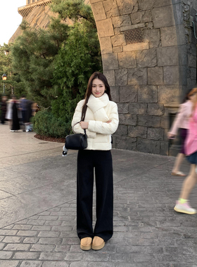 pusumede 松弛街头 黑色高腰直筒休闲裤女软糯修身垂坠感拖地长裤