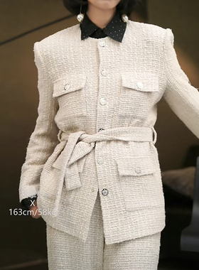 时尚百搭白色小香裤阔腿裤MP9928