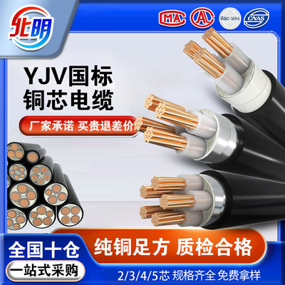 国标纯铜Y芯JV2 3 4 5芯6 10 16 25 35 50平方三相电缆线户外电线