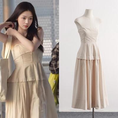 虞书欣同款抹胸连衣裙