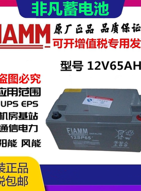 FIAMM非凡蓄电池12SP65免维护12V65AHUPSEPS通讯消防直流屏太阳能