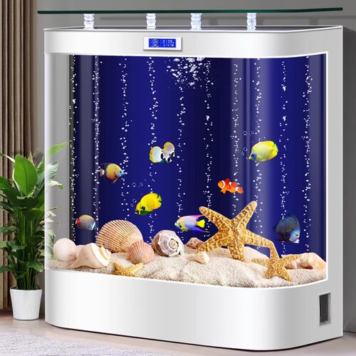 大弯鱼缸客厅家用靠墙生态水族箱懒人免换水自动过滤圆形金鱼缸