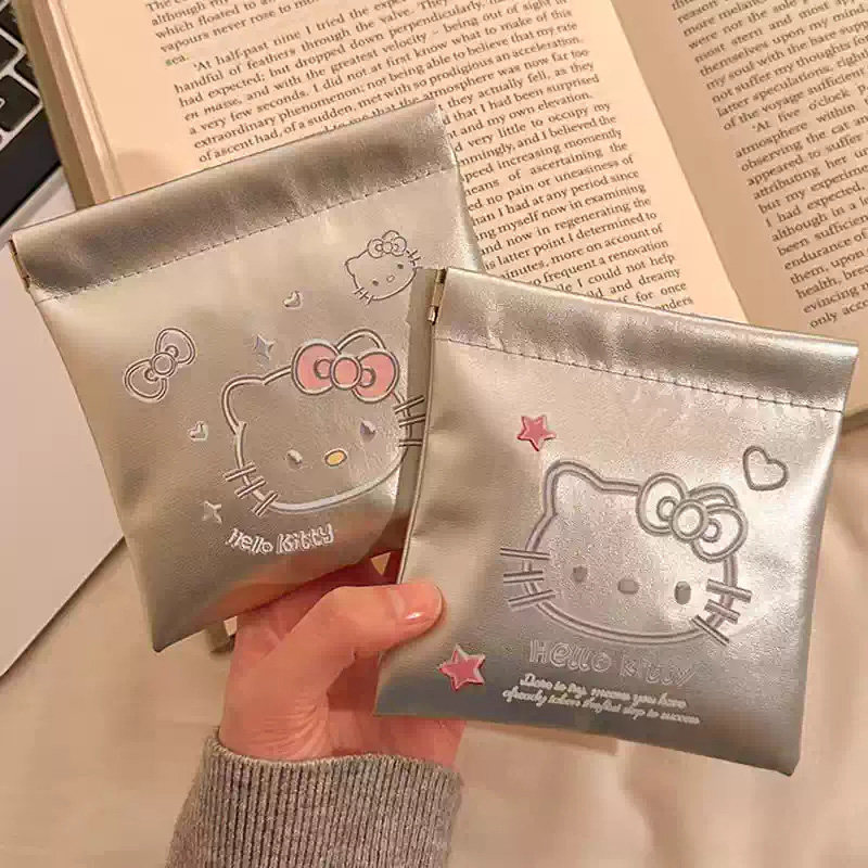 可爱KT猫自动闭合收纳包女随身便携耳机数据线充电器口红小化妆包