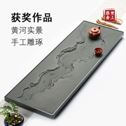 Khay trà đá vàng đen tự nhiên đạt giải thưởng, bàn trà đá văn phòng tại nhà cao cấp, bộ ấm trà đá phiến, khay đá trà biển khay trà bằng đá tự nhiên khay trà bằng đá