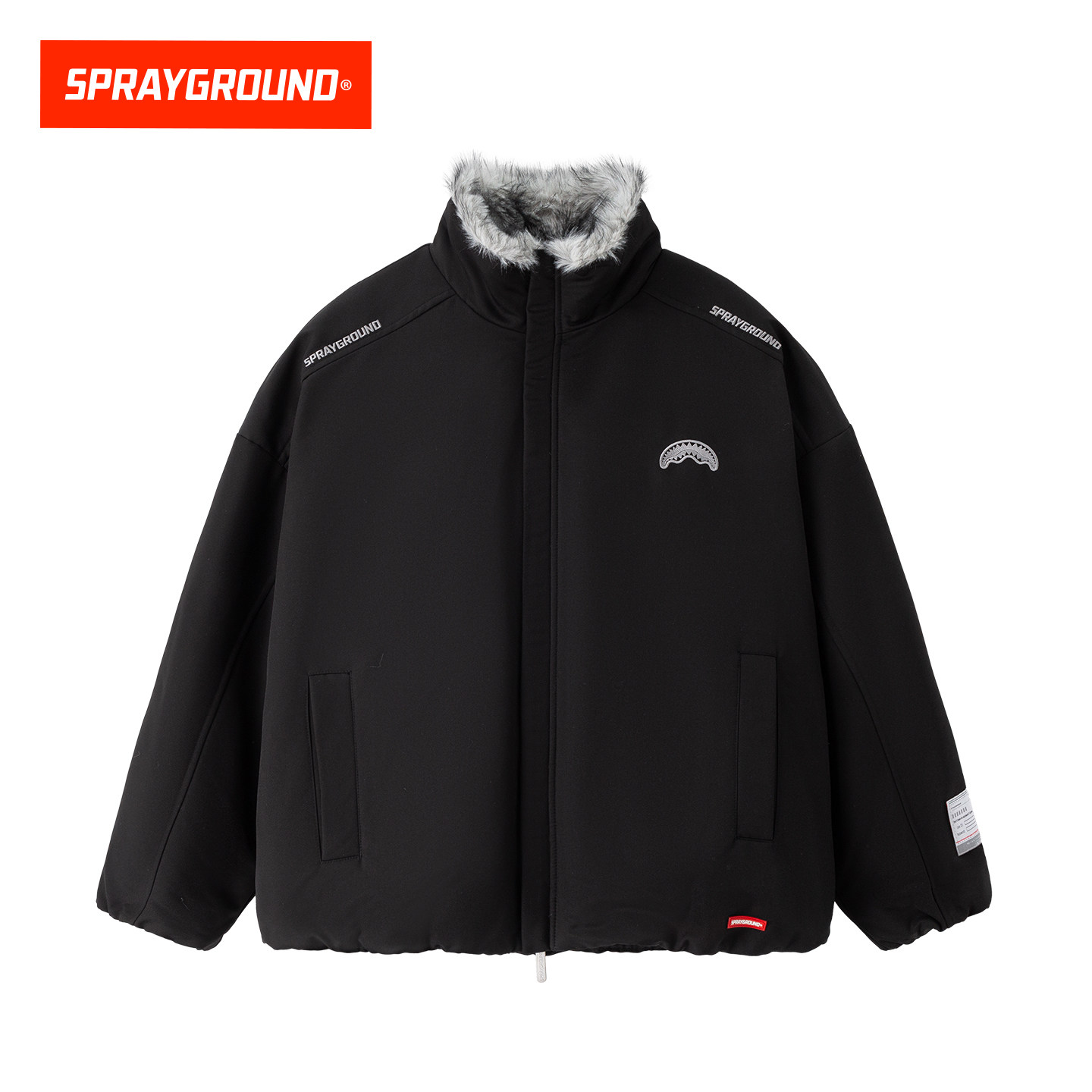 SprayGround鲨鱼嘴立领棉服