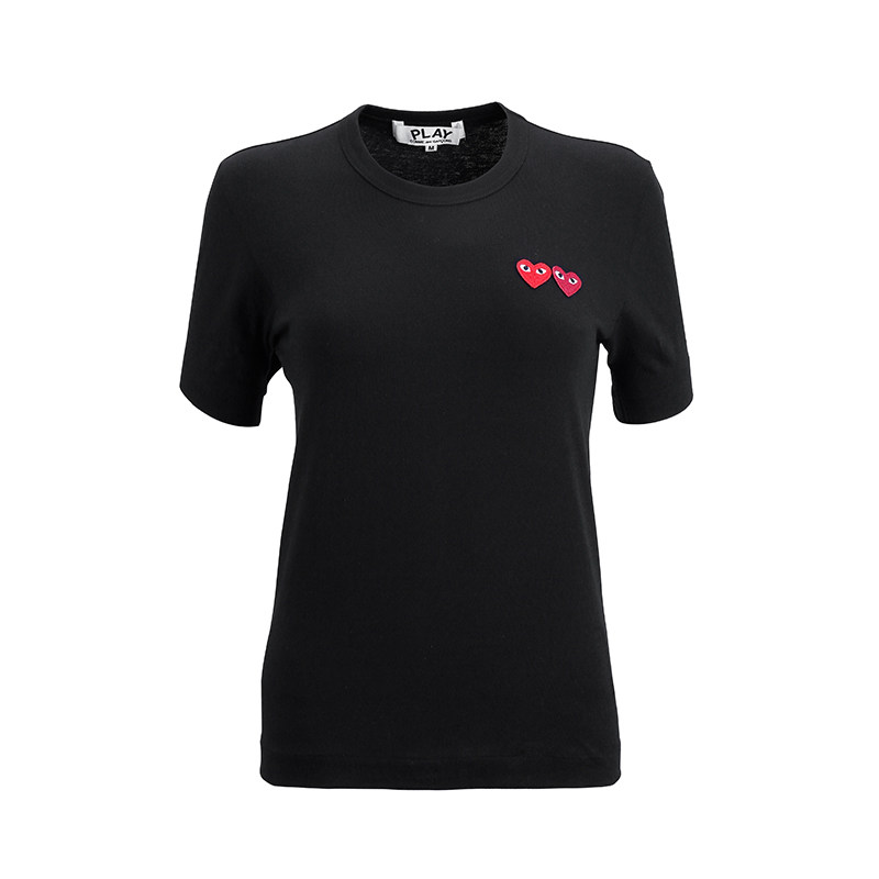 play comme des garcons川久保玲潮牌女款爱心缝饰短袖经典t恤