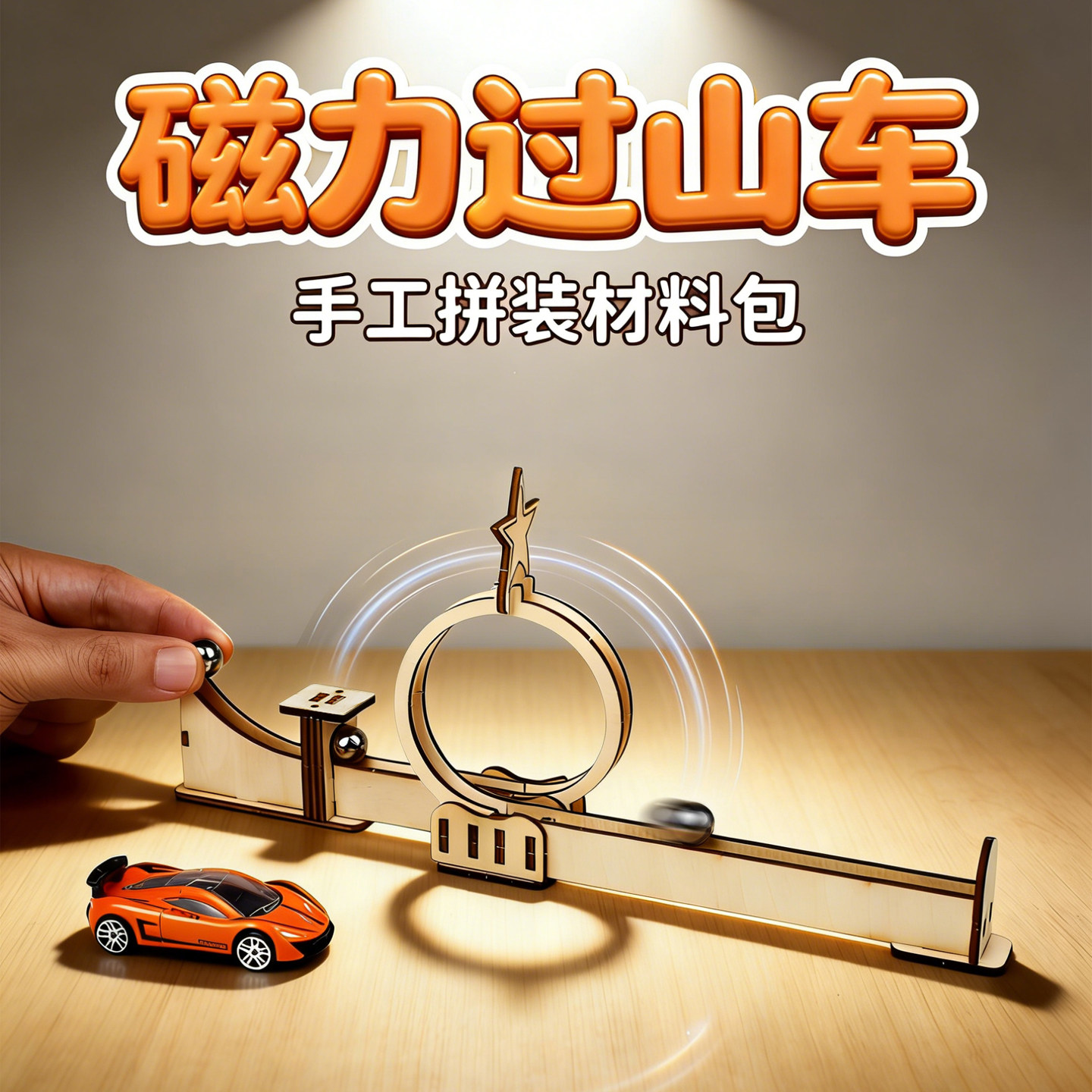 科技制作发明磁力过山车手工拼装材料包科学实验物理趣味教学教具