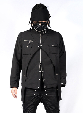 INSIDE OUT暗黑潮流先锋原创小众撞钉贴片机车长袖拼接修身夹克男