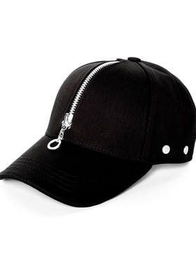 INSIDE OUT 新款暗黑先锋小众原创潮流高街风拉链黑色鸭舌帽帽子
