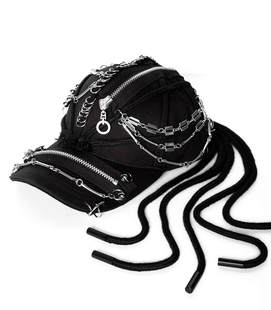 暗黑潮流先锋手工重金属朋克脏辫黑色鸭舌帽帽子 新款 INSIDE OUT