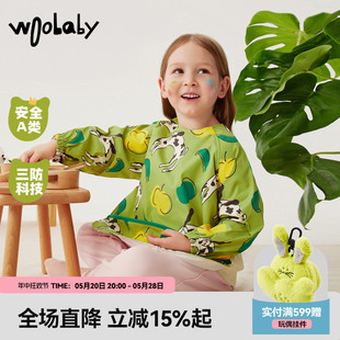 woobaby儿童罩衣反穿衣新款 穿 宝宝吃饭围兜婴儿防水防脏饭兜四季